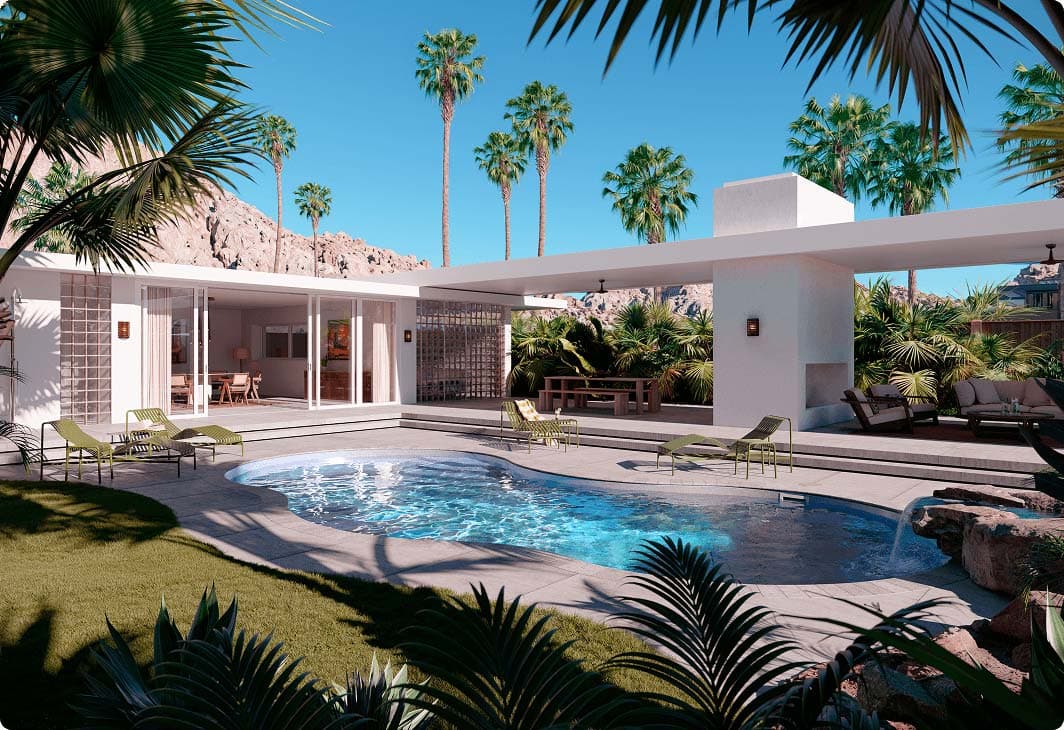 Coral 16 fiberglass pool, 30' 10" x 16'